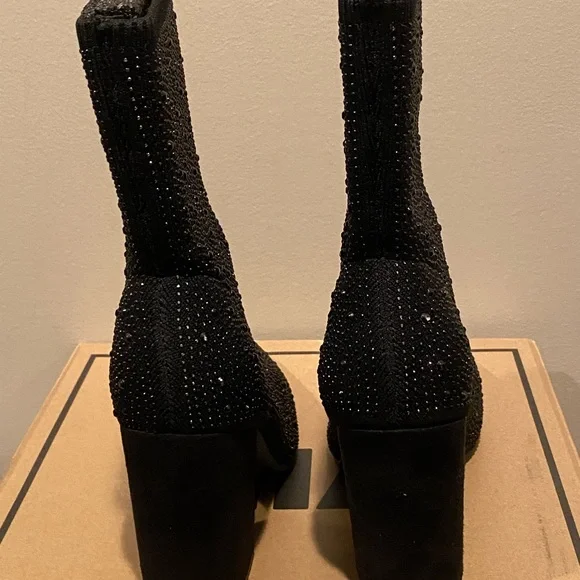 MIA Black Sparkling Heeled Boots - Picture 2 of 6